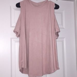 Pink Top with open shoulder and lace-up back